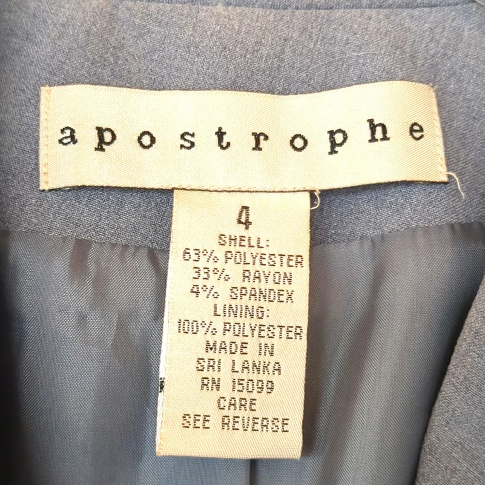 Apostrophe VTG 90s Blazer Dress Coat Sz 4 Dark Academia Classic Gray Grandpa EUC - Picture 3 of 11